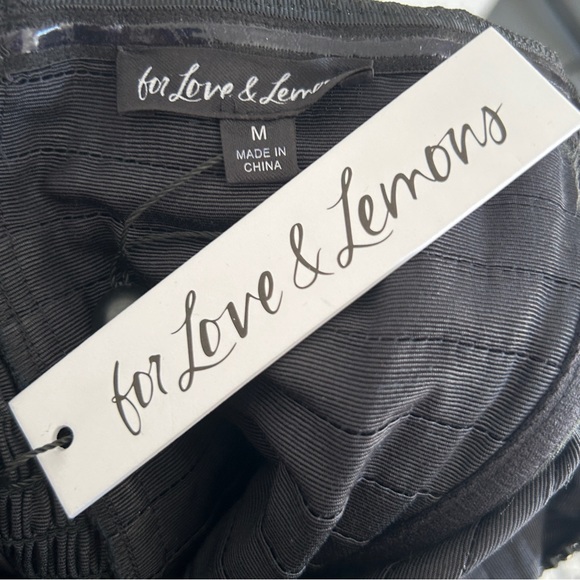 NWT FOR LOVE & LEMONS CELESTE MOIRE BLACK BOW STRAPLESS MINI DRESS SIZE M - Picture 6 of 10